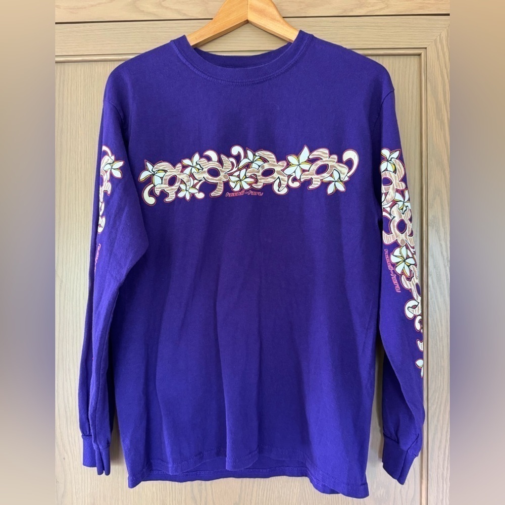 Vintage Unbranded Purple Long Sleeve Hawaii Souvenir Long Sleeve Tee Cotton / MD